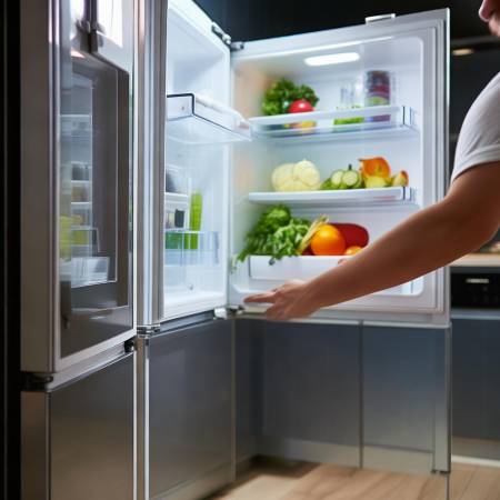 “快速开关冰箱保食物新鲜”