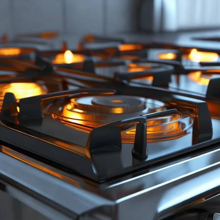 美的燃气灶，全进风设计，时尚大