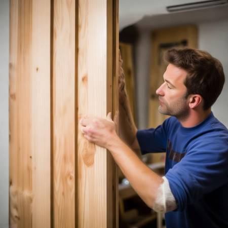 两人合作安装门