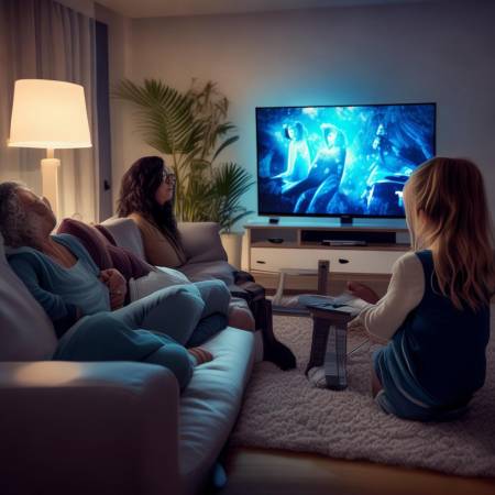 电视机姐弟共度温馨时光