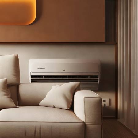 空调巧搭沙发背景墙，打造舒适家居新风尚