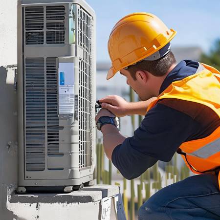 空调外机安装，注意安全。