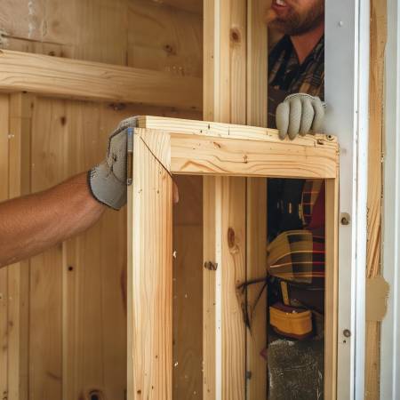 安装门框，确保水平