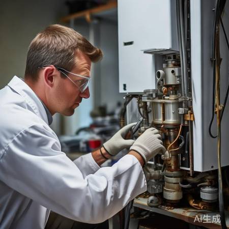 拆解壁挂炉，用钳子去锈螺丝