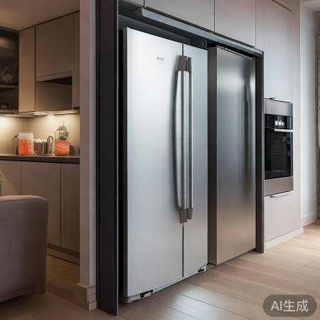 客厅装修新潮流：嵌入式冰箱，让空间更满墙柜
