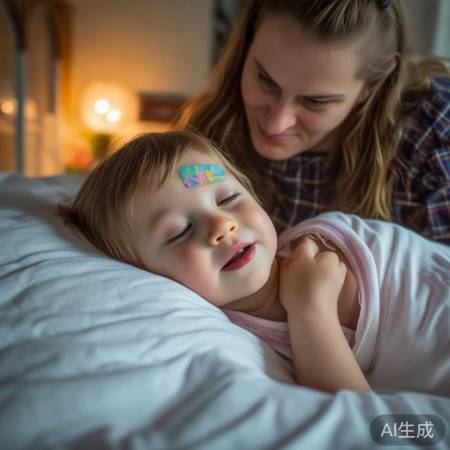 退热贴适时取下,保护宝贝皮肤。