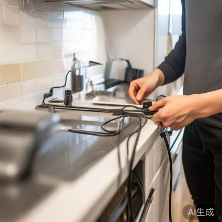 连接插座,整理电源线