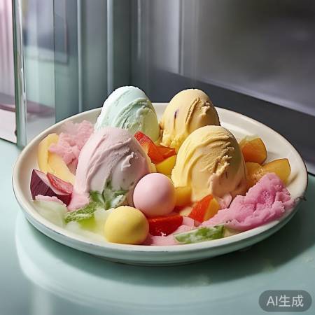 雪糕摆盘，简单自然