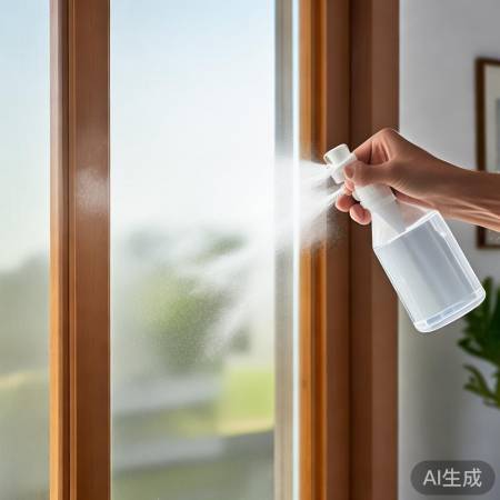 门窗喷玻璃清洁剂,防尘保养。
