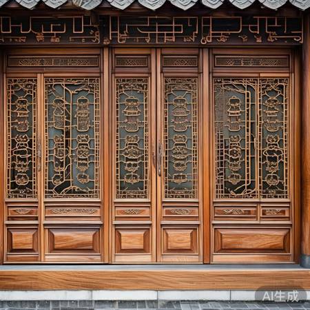 中式元素门窗,现代风格线条简