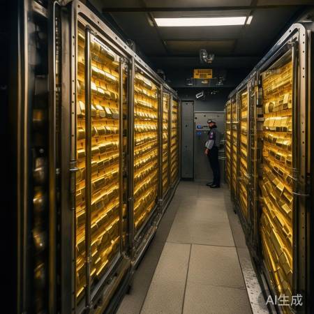 银行金库存金条，付费保障安全