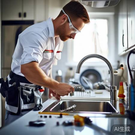 准备工具，安装水龙头