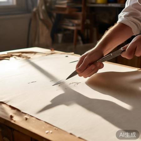 剪裁帆布，留余地，直线整齐