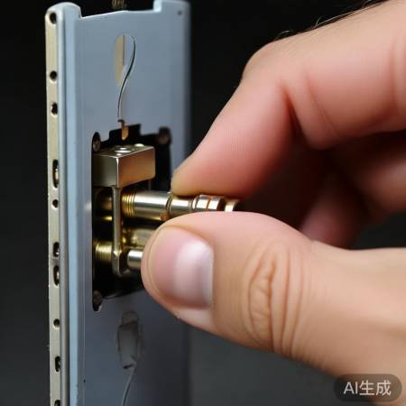 “安装新锁芯,均匀拧螺丝”