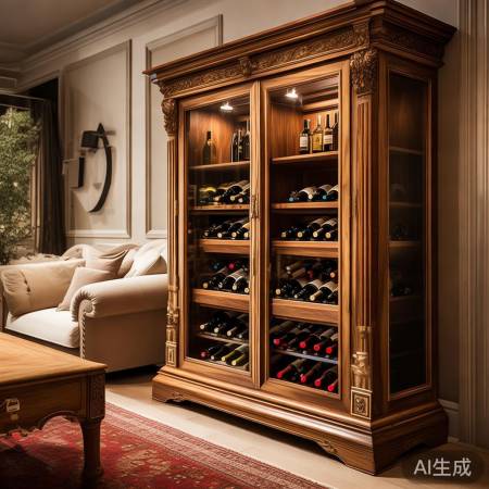 红酒高脚杯酒柜优雅摆放图赏