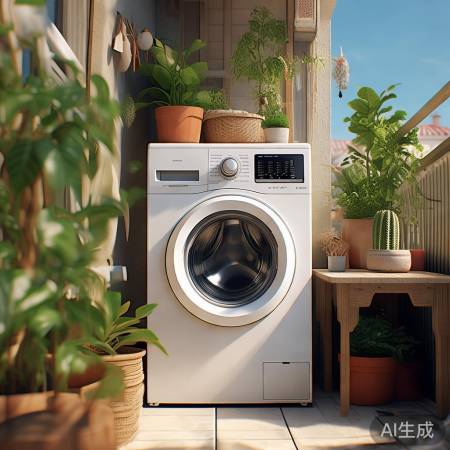 阳台洗衣机添绿植装饰