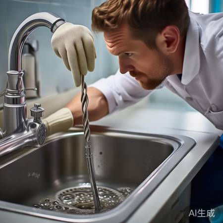 排水管堵塞，铁丝清理