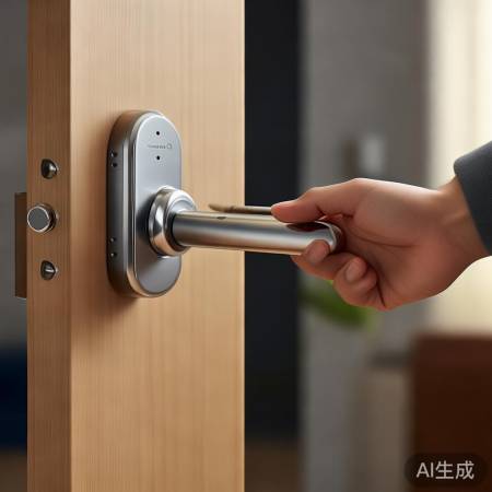 轻触按键，门锁开